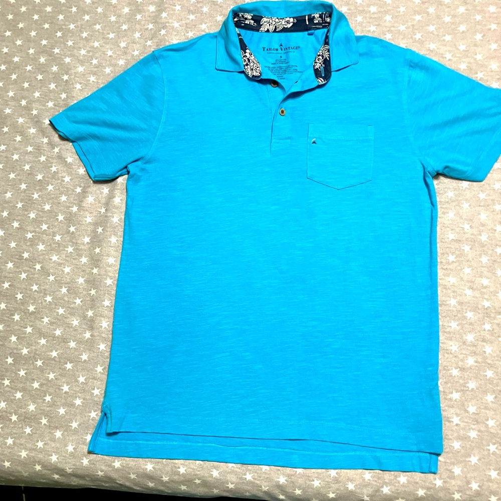 Taylor Vintage Polo Shirt Men’s Small Vibrant Blue Pocket Short Sleeve EUC